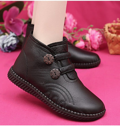 👢【35-40】Ženski topli, nedrseči gležnjarji iz pravega usnja s flis podlogo za zimo.
