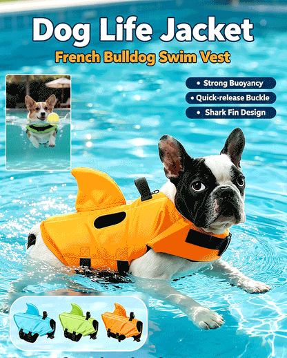 ⏰ 🦈🐶 Chaleco salvavidas ajustable con forma de tiburón: ¡Tu cachorro se verá genial! | Flotador de seguridad + diseño adorable
