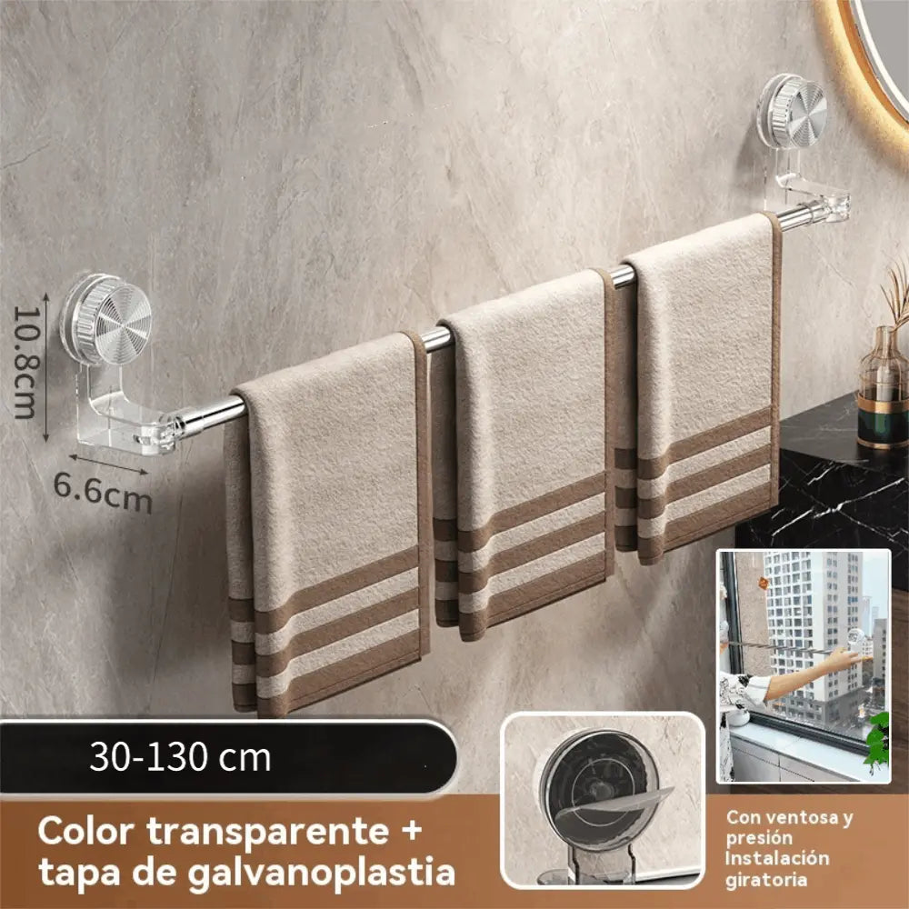 🎁Precio más bajo por tiempo limitado✨🚿Diseño ligero y sin perforaciones —Toallero retráctil con ventosa