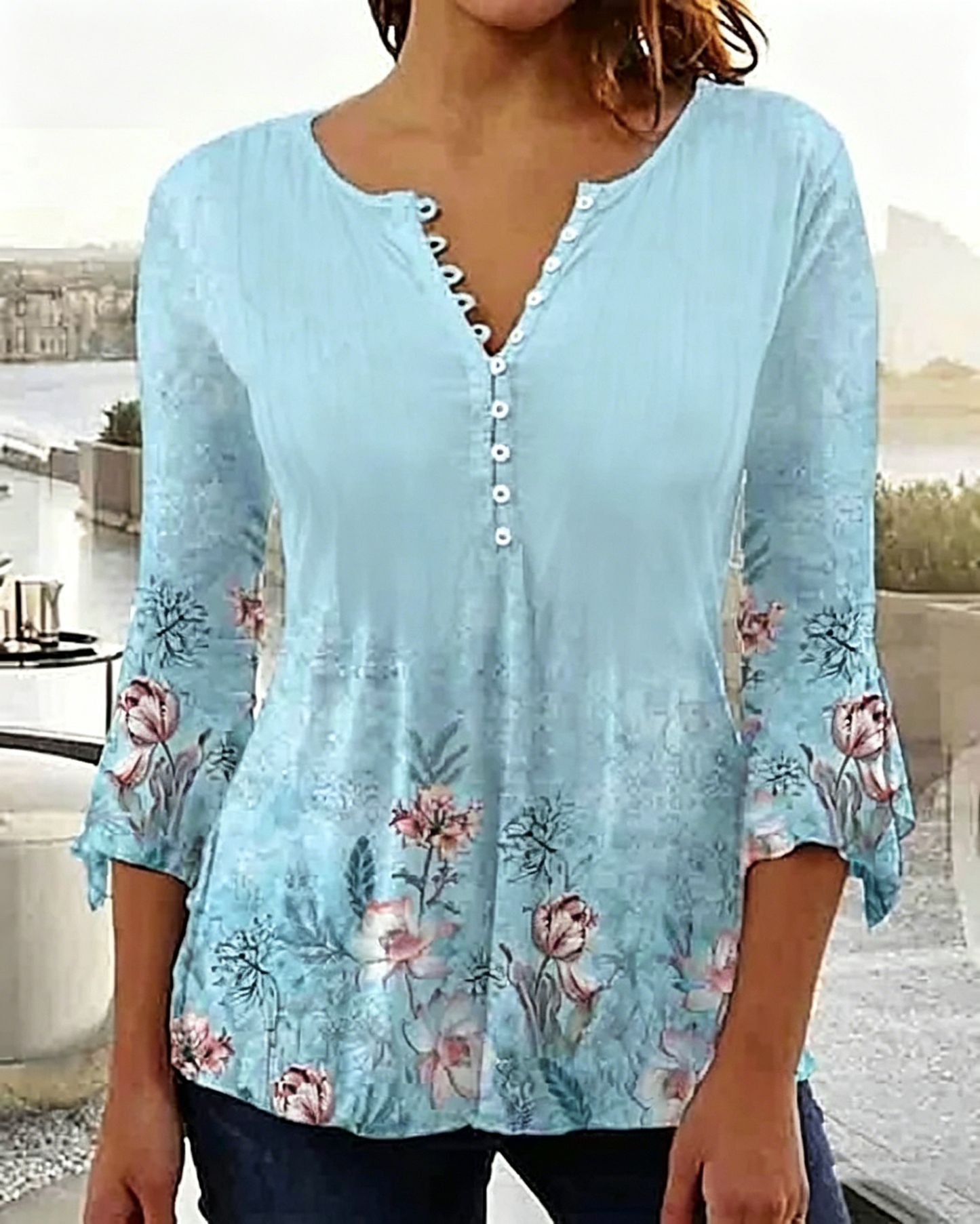 【Oferta limitada – 50% de descuento】 [S-5XL] Camiseta de cuello en V para mujer