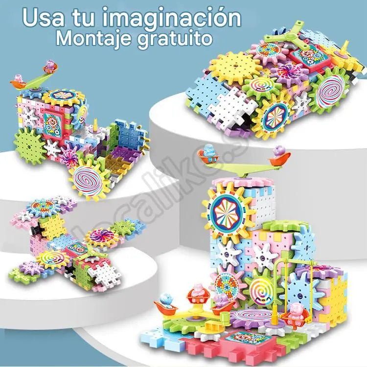 🔥Bloques de construcción eléctricos ★Juguete giratorio ✨ Rompecabezas de partículas grandes 🌈Un paraíso infantil en constante cambio