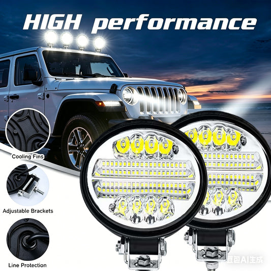 💡🚨【Oferta especial de último día】Faros LED ovalados integrados con difusor y convergente de 48 perlas, adecuados para coches modificados y faros auxiliares para vehículos todoterreno.