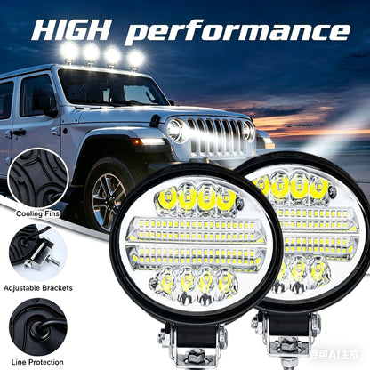 💡🚨【Oferta especial de último día】Faros LED ovalados integrados con difusor y convergente de 48 perlas, adecuados para coches modificados y faros auxiliares para vehículos todoterreno.