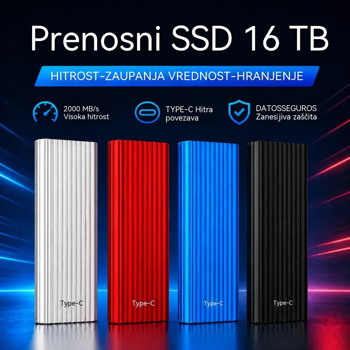 🏆 Časovno omejena ponudba ⚡🔥 Prenosni mini SSD z veliko kapaciteto 16 TB in priključkom Type-C