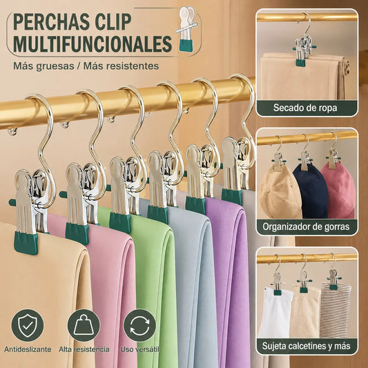 【10 pieza 】Clips de metal multifuncionales con forma de S para almacenamiento en armarios.