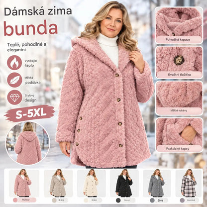 ✨【S-5XL】Dámský teplý ležérní kardigan s kapucí a dlouhým rukávem (oboustranný fleece)