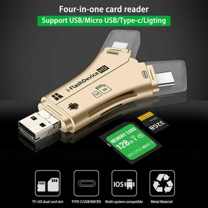 💖🏆📱Transferencia multimedia 4 en 1 con memoria: lector de tarjetas multifuncional para teléfono móvil
