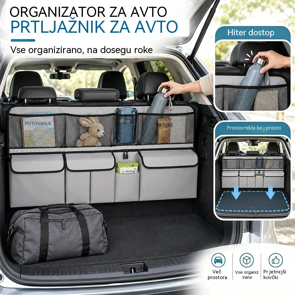 🚗🧰 Torba-organizator za prtljažnik | Velika prostornina, trpežna zasnova in možnost obešanja za shranjevanje orodja ter pripomočkov