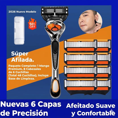 💥【12 cuchillas + 1 soporte para cuchillas + caja de almacenamiento】💥Kit de repuestos para maquinilla de afeitar masculina + base: cuchillas de acero inoxidable extremadamente afiladas para un afeitado suave.