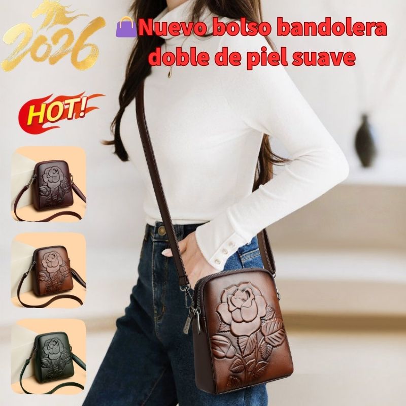 Nuevo bolso bandolera/de hombro de piel suave de doble capa