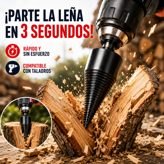 🔥【32 mm broca divisora de leña + 3 tipos de vástago】⚙️ Broca divisora de leña eléctrica de acero reforzado, potente y sin esfuerzo