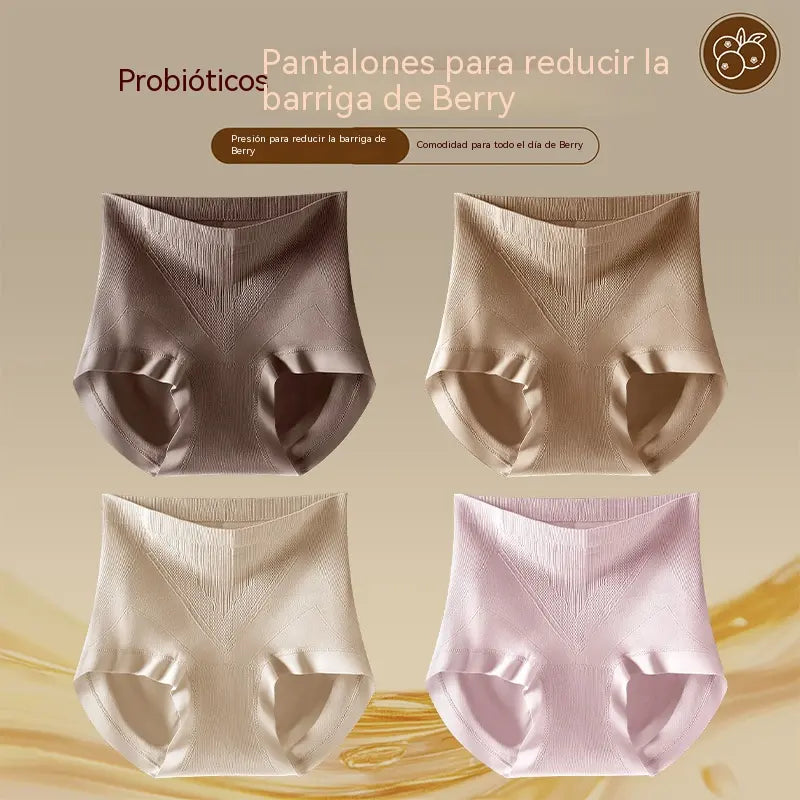 【4 piezas】【40-80kg】Bragas de seda antibacteriana de talle alto: cómodas y transpirables; realzan y moldean los glúteos a la vez que recogen eficazmente el abdomen para lograr un efecto reductor.