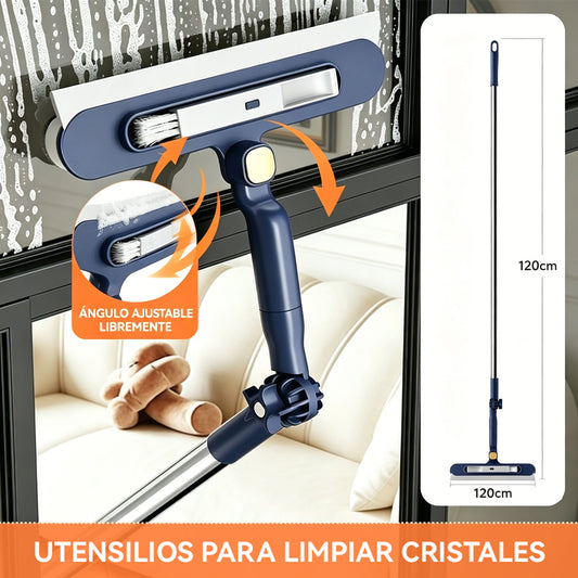 🧼✨ Limpiacristales 2 en 1 de doble cara con mango extensible para limpiar cristales en edificios altos.