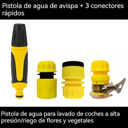 🚿[Juego de 4 piezas]💧 Pistola de agua a alta presión: lavado de autos, jardín, 10 veces más presión, multimodo ⚡