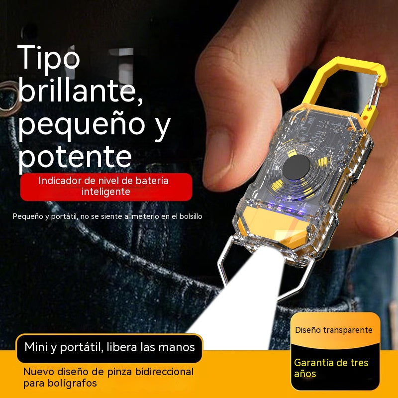 【Compra 1 y llévate 1 gratis】【2 pieza】Nueva minilinterna de llavero con seis modos ajustables y luz de advertencia.