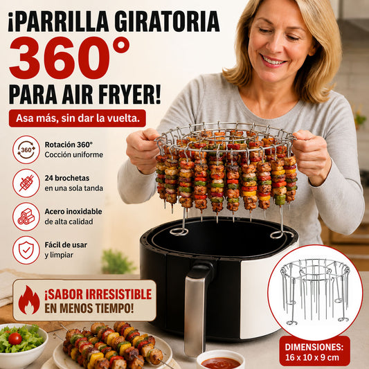 Soporte para brochetas para freidora de aire con 30 brochetas verticales de acero inoxidable