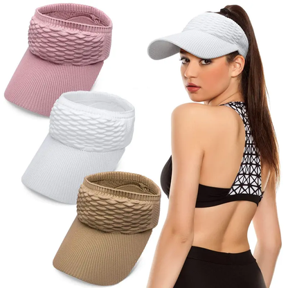 【3 pieza】Sombrero de sol informal de punto para mujer: un accesorio elegante y con estilo; cómodo y ajustable, con un diseño único que irradia elegancia.
