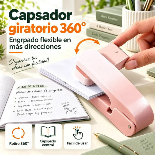 📎✨ Grapadora Giratoria de Gran Tamaño | Grapadora Ergonómica y Portátil para Oficina, Estudio y Encuadernación