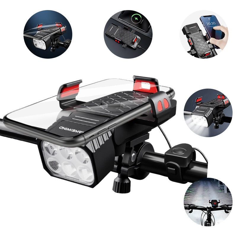 🚲💡Altavoz, luz y soporte para teléfono 4 en 1 para bicicleta de montaña, recargable.