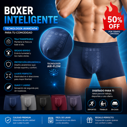 【Conjunto de calzoncillos bóxer de tres piezas transpirables y antibacterianos para hombre】