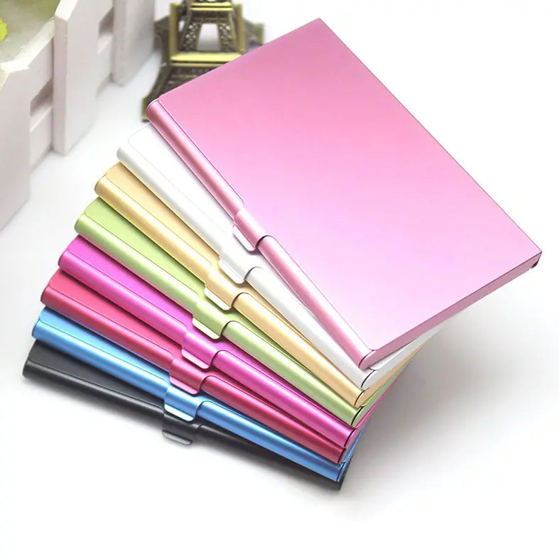 🔥【Juego de 9 piezas】Solo 30 euros💼Tarjetero portátil de aleación de aluminio con tapa abatible y colores vivos！