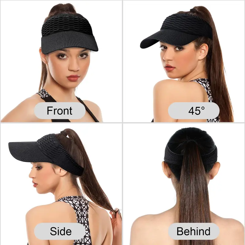 【3 pieza】Sombrero de sol informal de punto para mujer: un accesorio elegante y con estilo; cómodo y ajustable, con un diseño único que irradia elegancia.