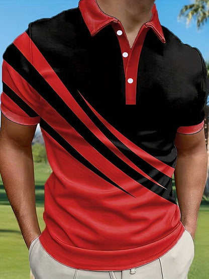 🔥【50%OFF】👔【S-6XL】Nueva camisa polo de verano para hombre con estampado 3D a rayas
