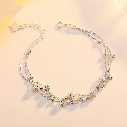 🔥🔥Pulsera de cuentas de la suerte de plata 999 con diseño grabado
