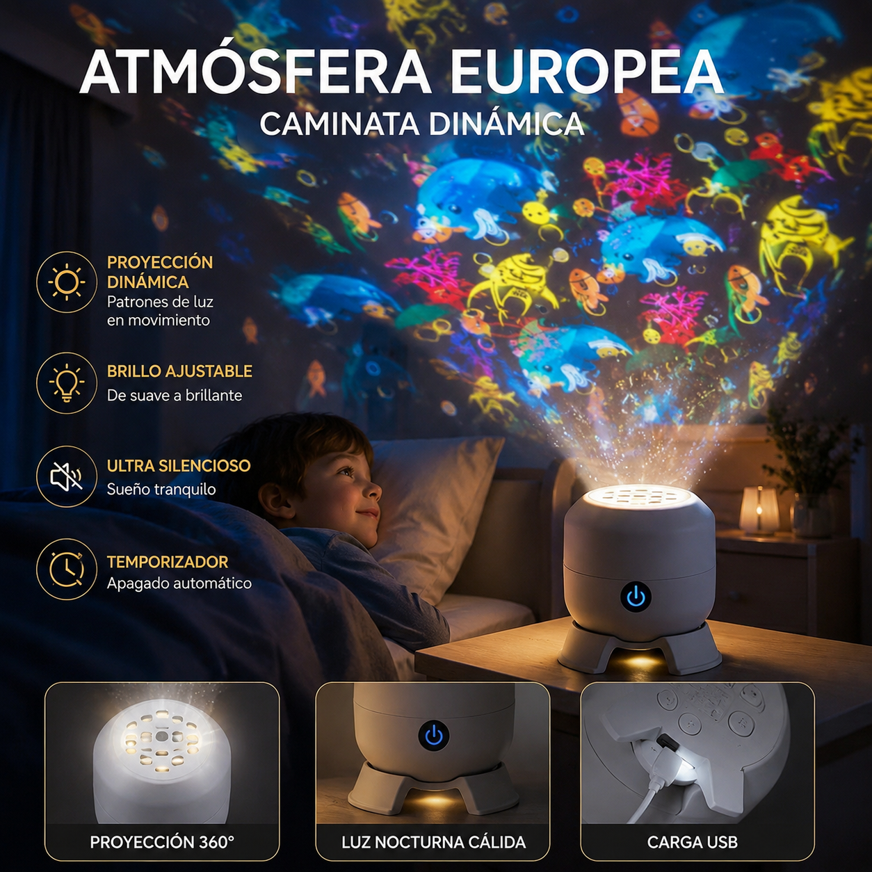 【50%OFF】¡Lámpara proyector LED giratoria dinámica 2026!