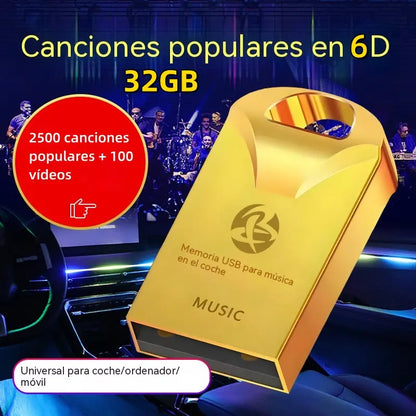🔥🔥【32 GB】Memoria USB universal de alta calidad para música en coches【2500 canciones populares + 100 vídeos】