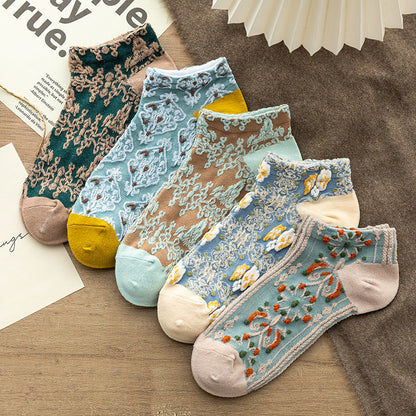 😍【Compre 5 y obtenga 5 gratis】Calcetines de mujer de algodón estampados súper cómodos y atractivos