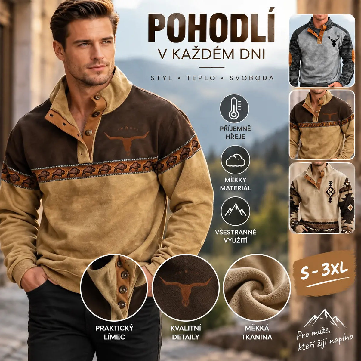 ⭐🔥【S-5XL】Ležérní mikina s 3D potiskem, americký street styl, na podzim a zimu