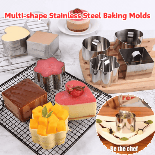 【5/10 piezas】Moldes para hornear de acero inoxidable de múltiples formas