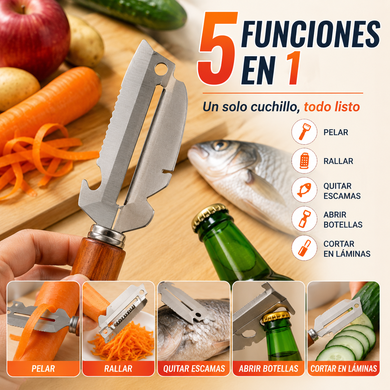 💥Compra 1 y llévate 1 gratis💥🔪Pelador multifuncional de acero inoxidable🧅
