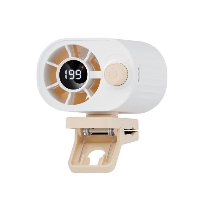 🌀 Ventilador manos libres con pantalla LED, clip integrado y 199 niveles de ajuste