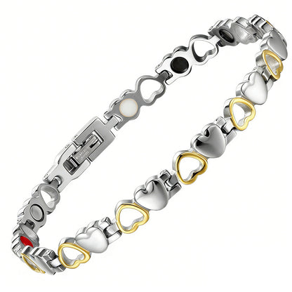 ❤️✨Esta elegante pulsera de oro de 18 quilates con forma de corazón tiene energía magnética, promueve la circulación sanguínea y es cómoda de llevar.✅