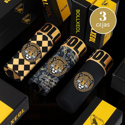 Set de 3 bóxers de lujo para hombre en caja de regalo – Ropa interior antibacteriana (Clase 10A), material suave, transpirable y cómodo, estampado premium de cabeza de leopardo.