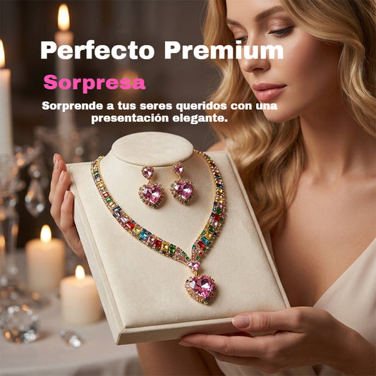 ✨ Conjunto de joyas Corazón Brillante – Collar y Pendientes, Elegante y Ligero 💖