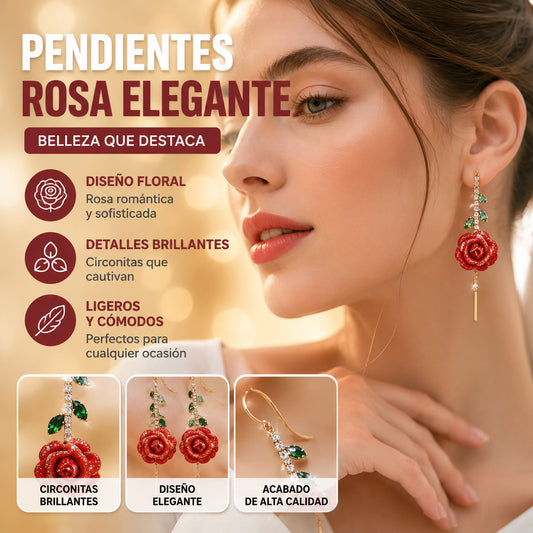 Oferta relámpago【2 pares】Pendientes de rosa roja con tallo de cristal