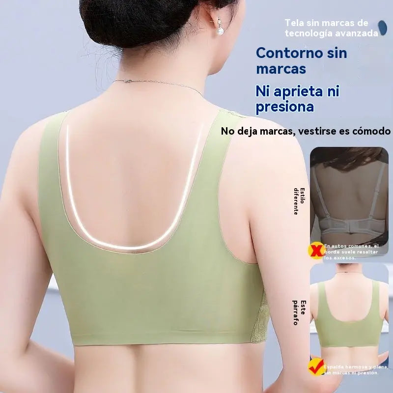 【4 piezas】【M-4XL】2026 Nuevo sujetador de cierre frontal sin aros para mujer, tirantes sin costuras, push-up y antiflacidez【40-100 kg】