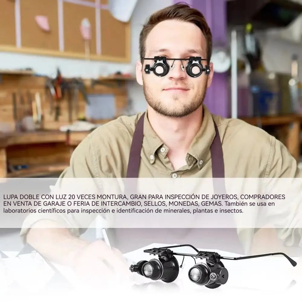💡👓Gafas de reparación montadas en la cabeza con luces LED, que ofrecen un aumento de alta definición de 20x.