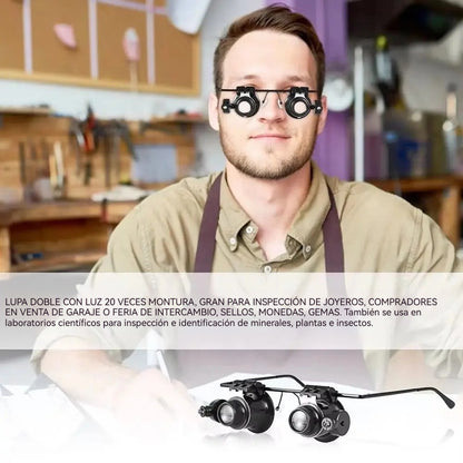💡👓Gafas de reparación montadas en la cabeza con luces LED, que ofrecen un aumento de alta definición de 20x.