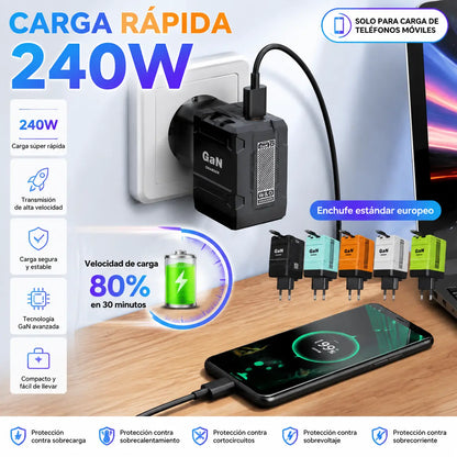 ⚡【Gran oferta】🔥Cargador rápido 2 en 1 de 120 W compatible con iPhone, teléfonos móviles y tabletas✅️