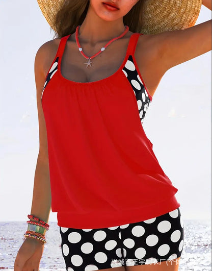 🏖️【S-4XL】Conjunto de traje de baño de lunares de talla grande para mujer, nuevo modelo 2026
