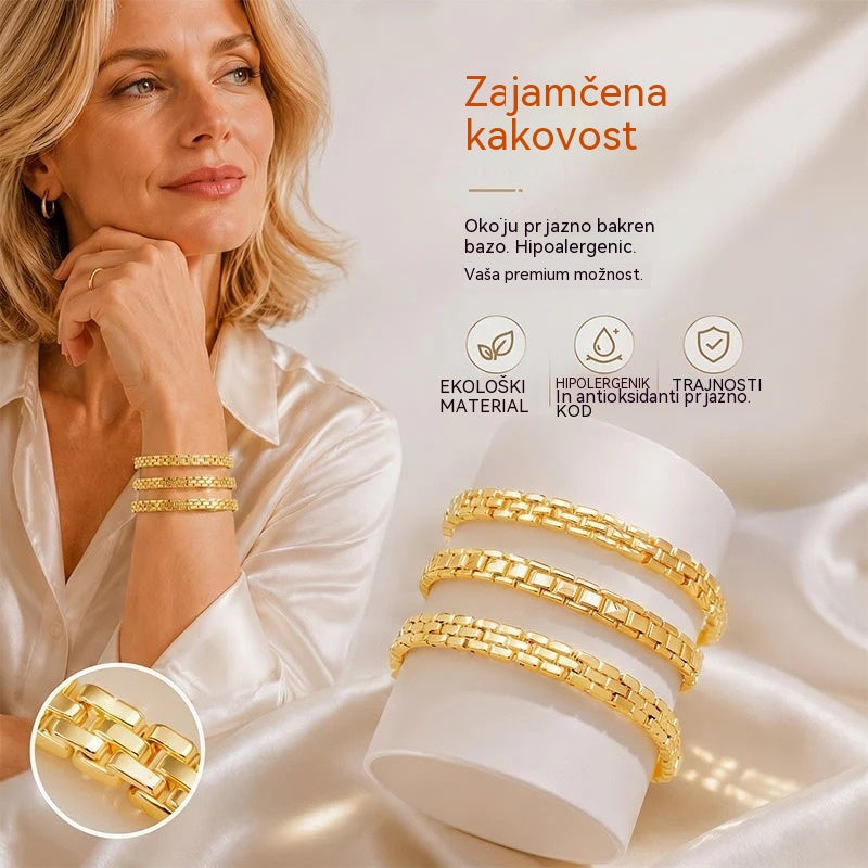 ✨ 50 % POPUST! 🔷 Zapestnica z geometrijskimi členki: minimalistična, moderna in nežna. Popolna za vsakodnevno nošenje ali kot subtilen dodatek. Udobna in vsestranska. 💫