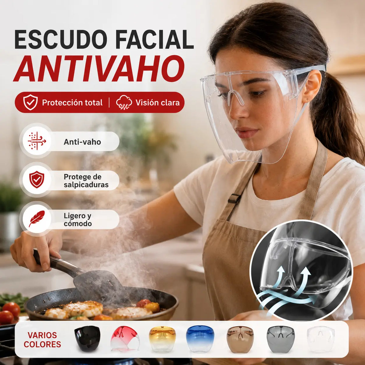 🔥【Compre 1 y obtenga 1 gratis】【2 piezas】 Protector facial  Protege contra gotas, niebla, viento, ojos, polvo y humos.