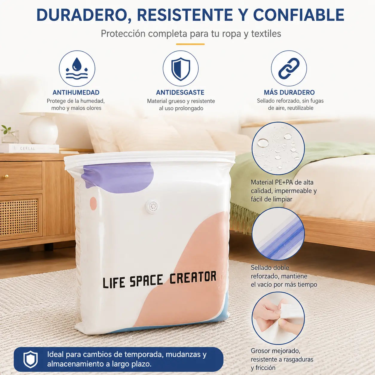 👕📦【5 piezas 25 euros】Bolsas de compresión para guardar ropa, no requieren vacío, diseño reforzado.