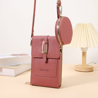 【Juego de 2 piezas】Nuevo bolso bandolera para móvil de mujer: compatible con pantallas táctiles, gran capacidad con múltiples ranuras para tarjetas e incluye un monedero redondo.