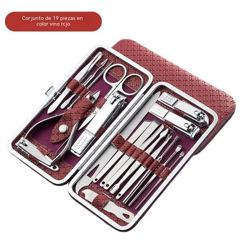 [Set de 19 piezas] Juego de cortaúñas superventas: herramientas profesionales de manicura y pedicura con diseño antisalpicaduras.