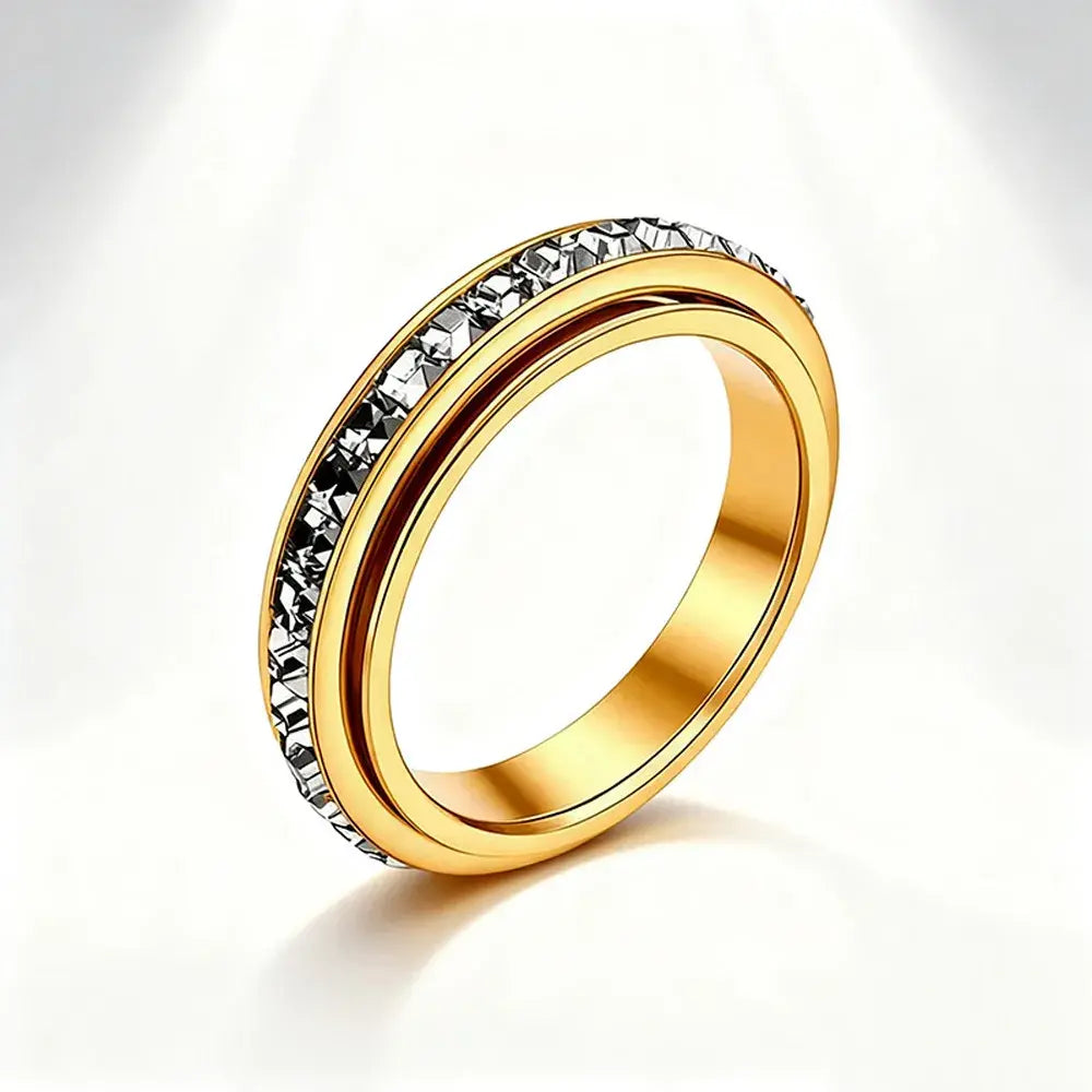 💎 Anillo Giratorio para Mujer con Piedras Cuadradas de 4 mm – Diseño Elegante y Brillante